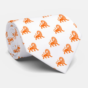 Gravata Padrão de Leão - Laranja em Branco