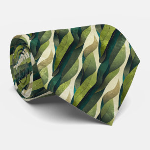 Gravata Padrão de Leque Art Déco Verde Terroso (2)