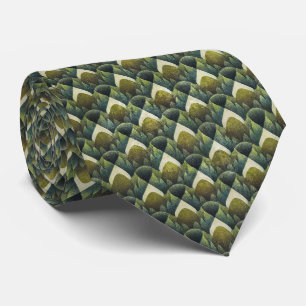 Gravata Padrão de Leque Art Déco Verde Terroso (5)
