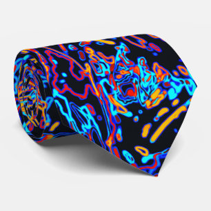Gravata Padrão de Linha Curva Multicolorida Neon Vibrante