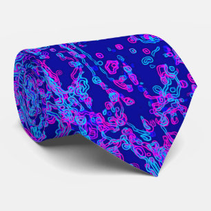 Gravata Padrão de Linha Curva Multicolorido Neon Vibrante