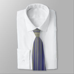 Gravata Padrão de Linha de Gradiente Amarelo e Azul Marinh