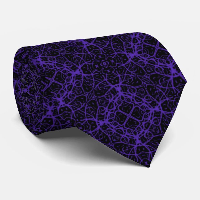 Gravata Padrão de Linha Riscada Violeta Roxo Abstrato em P (Rolled)