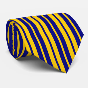 Gravata Padrão de Listras Elegantes Azul Amarelo Design