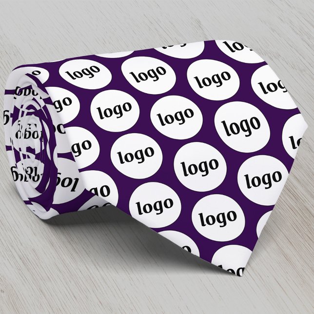Gravata Padrão de Logotipo Empresarial Simples Ameixa Roxa (Simple logo pattern business promotional dark purple neck tie)