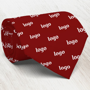 Gravata Padrão de Logotipo Simples Vermelho Burgundy Escur