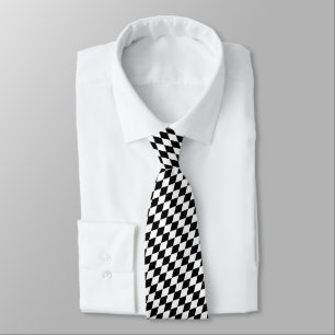 Gravata Padrão de Lozenge de Diamante Branco e Preto Diago