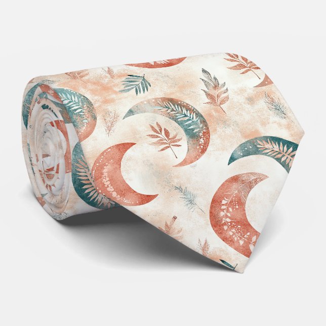 Gravata Padrão de Lua Floral Boho Celestial (2) (Rolled)