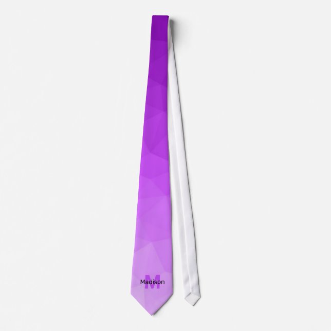 Gravata Padrão de malha de geometria gradiente roxo Monogr (Frente)