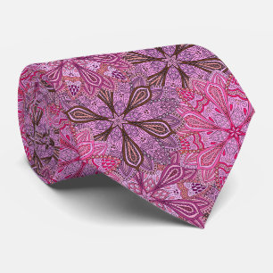 Gravata Padrão de mandala colorido rosa e azul
