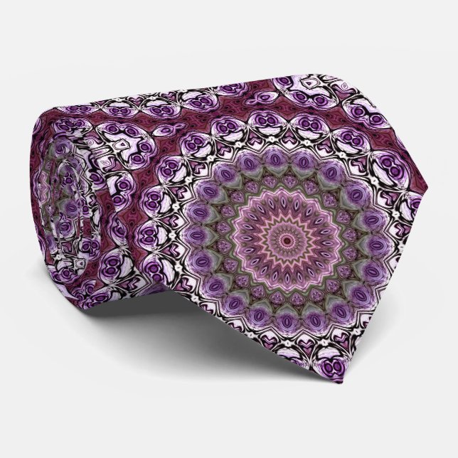 Gravata Padrão de Mandala em Calidoscópio Rosa Ámbar (Rolled)