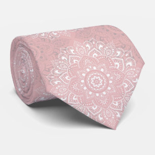 Gravata Padrão de mandala indiana espiritual rosa