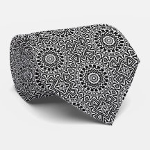 Padrão de Mandala Preto e Branco Moderno