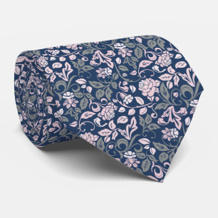 Gravata Padrão de Marinho Floral e Vinha Rosa Rosa Rosa