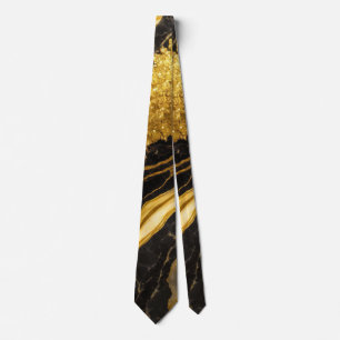Gravata Padrão de mármore preto com Dourado
