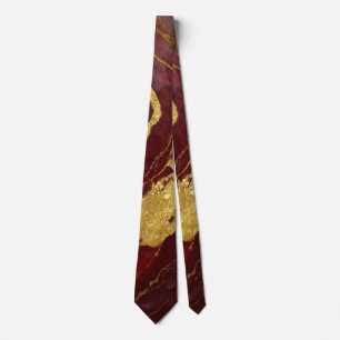 Gravata Padrão de mármore vermelho com Dourado