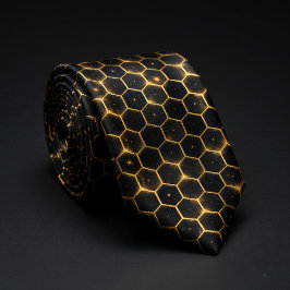 Gravata Padrão de Mel Luxuoso em Dourado