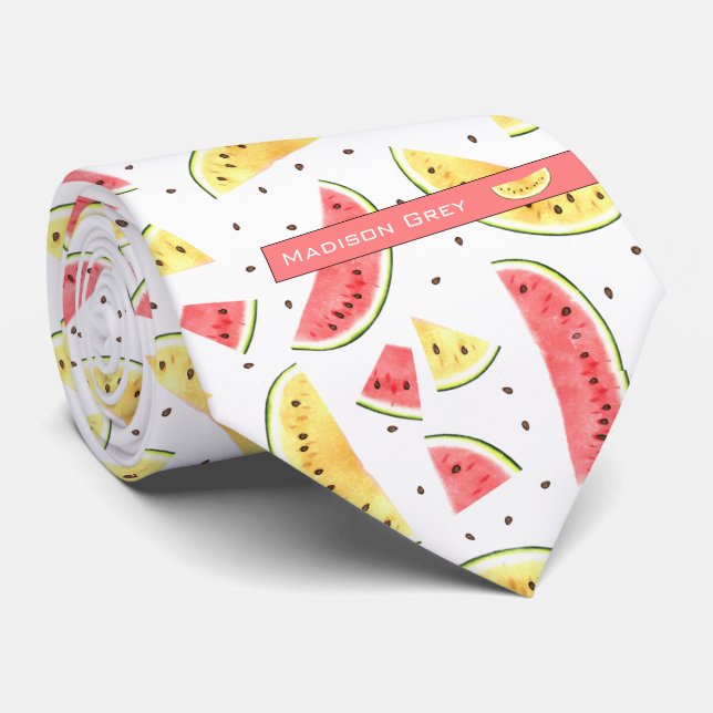 Gravata Padrão de Melancia das Melancias Vermelhas e Amare (Rolled)