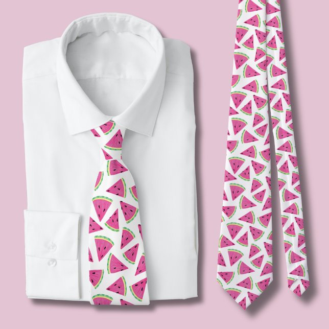 Gravata Padrão de Melancia Rosa (watermelon Fruit pattern tie)