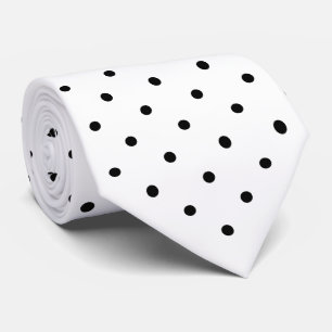 Gravata Padrão de Mini Bolinhas Preta em Branco