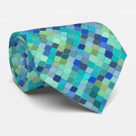 Gravata Padrão de Mosaico Marroquino Aqua Azul