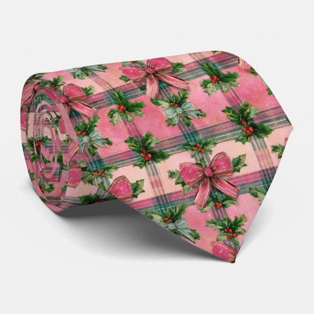 Gravata Padrão de Natal com Arco Festivo e Azevinho (Rolled)
