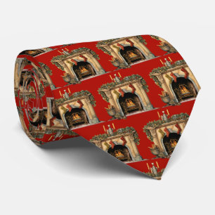 Gravata Padrão de Natal da Lareira Victoriana Cozy