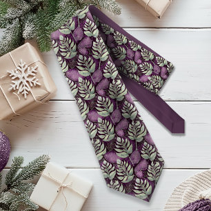 Gravata Padrão de Natal Roxo Verde #29 ID1009