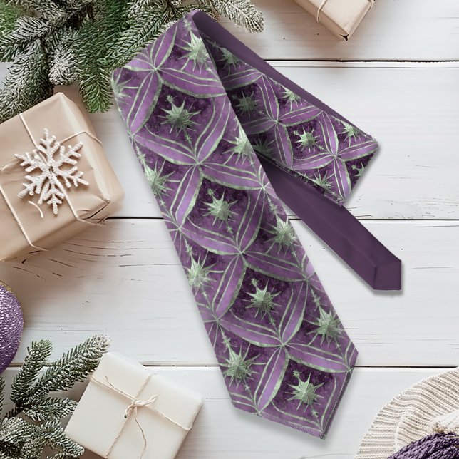 Gravata Padrão de Natal Verde Roxo nº 16 ID1009 (Criador carregado)