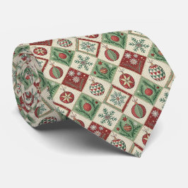 Gravata Padrão de Natal Xadrez Quilt Vintage