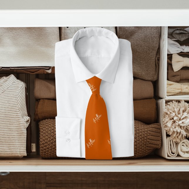 Gravata Padrão de nome laranja queimado script moderno (Criador carregado)