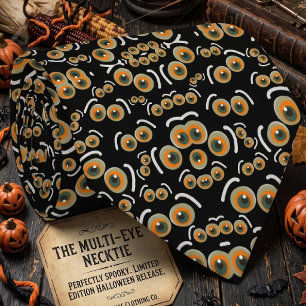 Gravata Padrão de Olhos de Boo Halloween de Gato Assustado