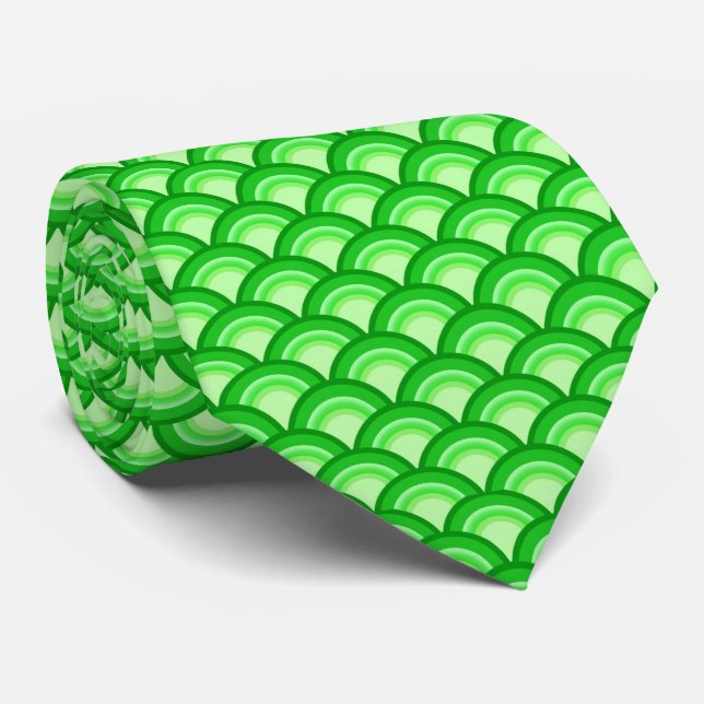 Gravata Padrão de onda Art Deco - verde jade (Rolled)