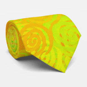 Gravata Padrão de Ondulações Amarelo Verde Laranja