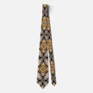 Gravata Padrão de Ouro-bronze caleidoscópio