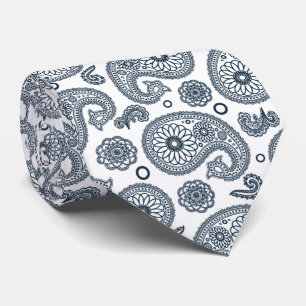 Gravata Padrão de paisley azul escuro indiano sem costura
