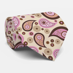 Gravata Padrão de paisley elegante de bege castanho roxo