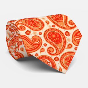 Gravata Padrão de paisley elegante laranja