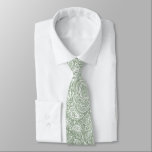 Gravata Padrão De Paisley Floral Verde E Branco<br><div class="desc">O padrão elegante dos damascos florais de safra branca sobre a cor verde de fundo variável. Tamanho ajustável do impressão e da cor de fundo.</div>