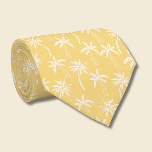 Gravata Padrão de palmeira tropical amarelo