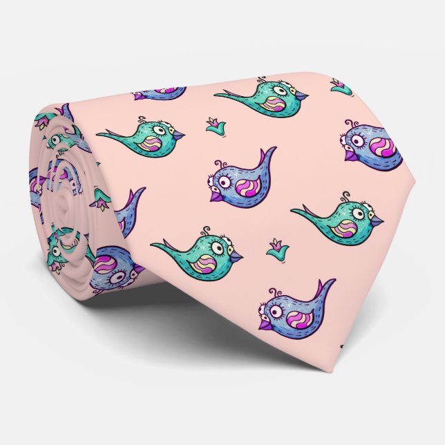 Gravata Padrão de Pássaro de Cute (Rolled)