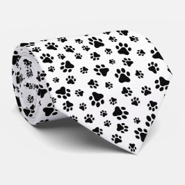 Gravata Padrão De Patas, Patas Cachorros, Preto e Branco