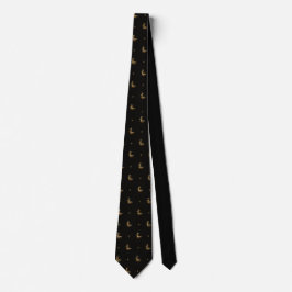 Gravata Padrão de Pato Real Dourado de Luxo Clássico Preto