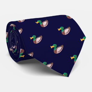 Gravata Padrão de Pato Selvagem Azul-Marinho Elegante