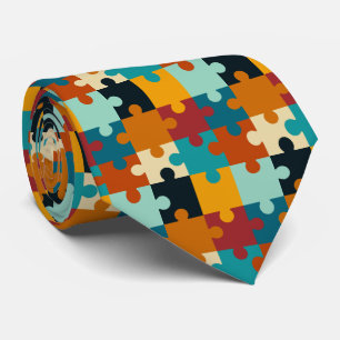 Gravata Padrão de peças de Quebra-cabeça estética de vinhe