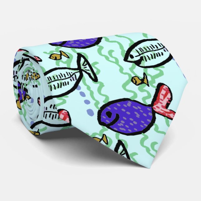 Gravata Padrão de peixe. Peixe Azul e Peixe Fantasma (Rolled)