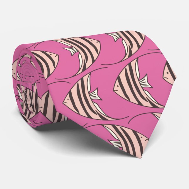 Gravata Padrão de peixe rosa (Rolled)