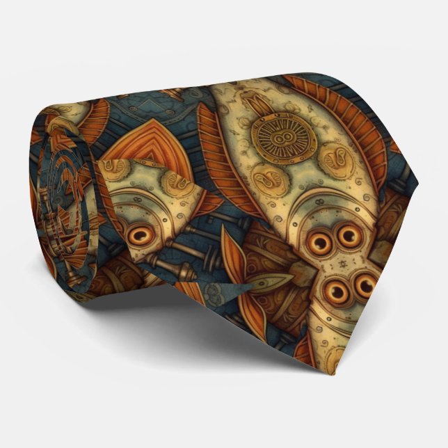 Gravata Padrão de peixes Steampunk (Rolled)
