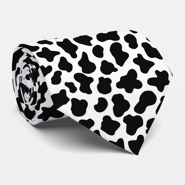 Gravata Padrão de pele de vaca preto e branco (Rolled)