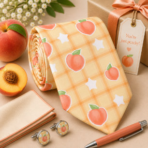 Gravata Padrão de Pêssego de Verão Kawaii